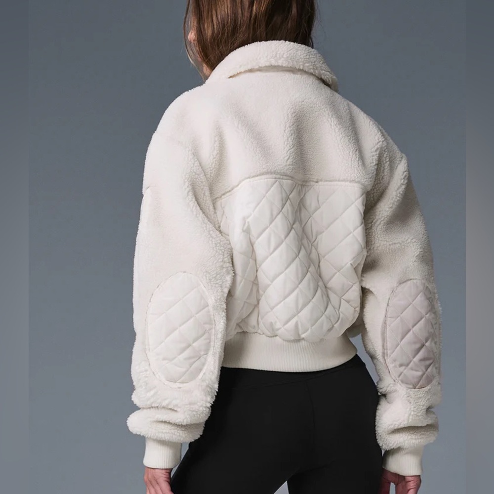 Alo sherpa edge bomber ivory brand new